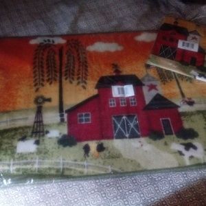 Primitive farm rug & valance